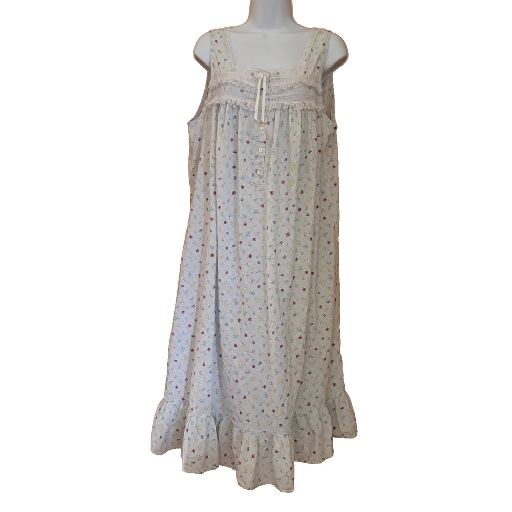 Kim Rogers 100% Cotton Floral Butterfly Nightgown - Pastel Blue - Plus 1X